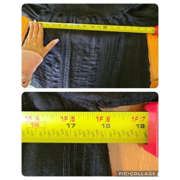 American Eagle Sheer Whimsigoth Top Small Goth Fairy Boho Black Bell Sleeve - Picture 10 of 12